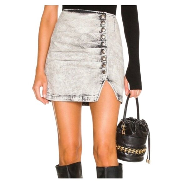 Retrofete Womens XS Willa Denim Mini Skirt Gray Stone FW20-3391 Made Italy NWT - Picture 6 of 16